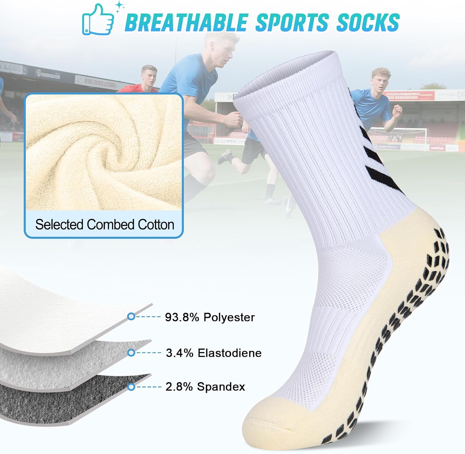 Detalle de LUROON Calze Antiscivolo Calcio Uomo 37-46 | 2/3/4 Paia di Calzini Grip