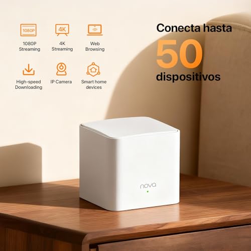 Detalle de Tenda Nova MW5G (MW5G) sistema WiFi Mesh con router Gigabit y 3 hubs, AC1200