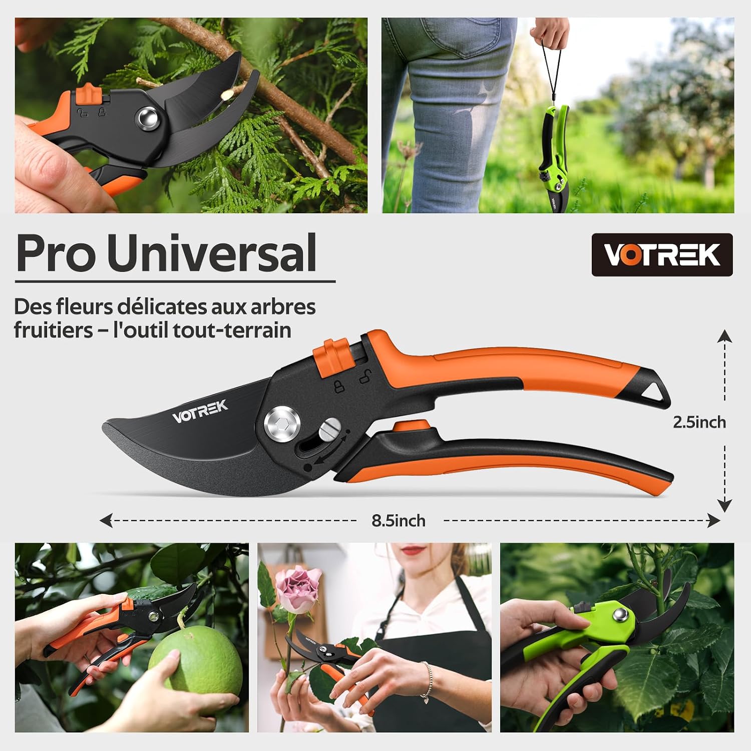 Thumbnail 6 de VOTREK Sécateur Bypass Pro 21,5 cm — sécateur ergonomique pour mains fragiles ✂