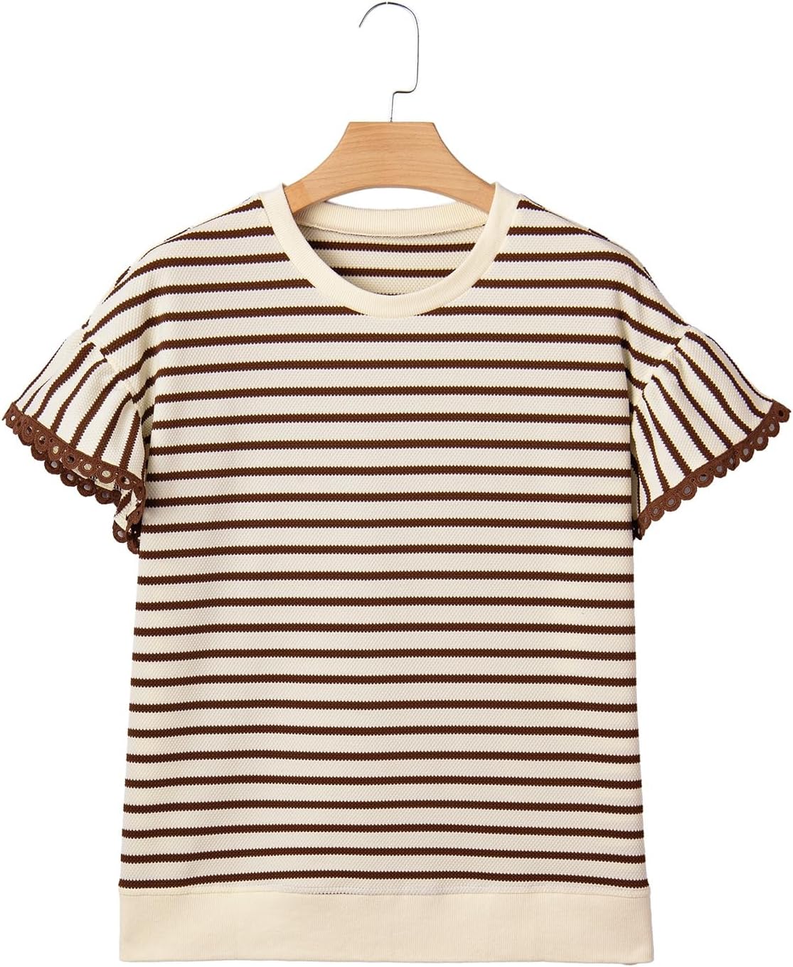 Thumbnail 3 de SHEWIN Women’s Summer Loose Fit Rib Knit Stripe Top (Short-Sleeve)