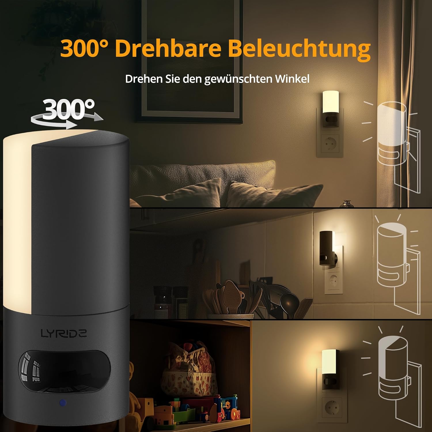 Thumbnail 1 de Lyridz Nachtlicht Bewegungsmelder 300°