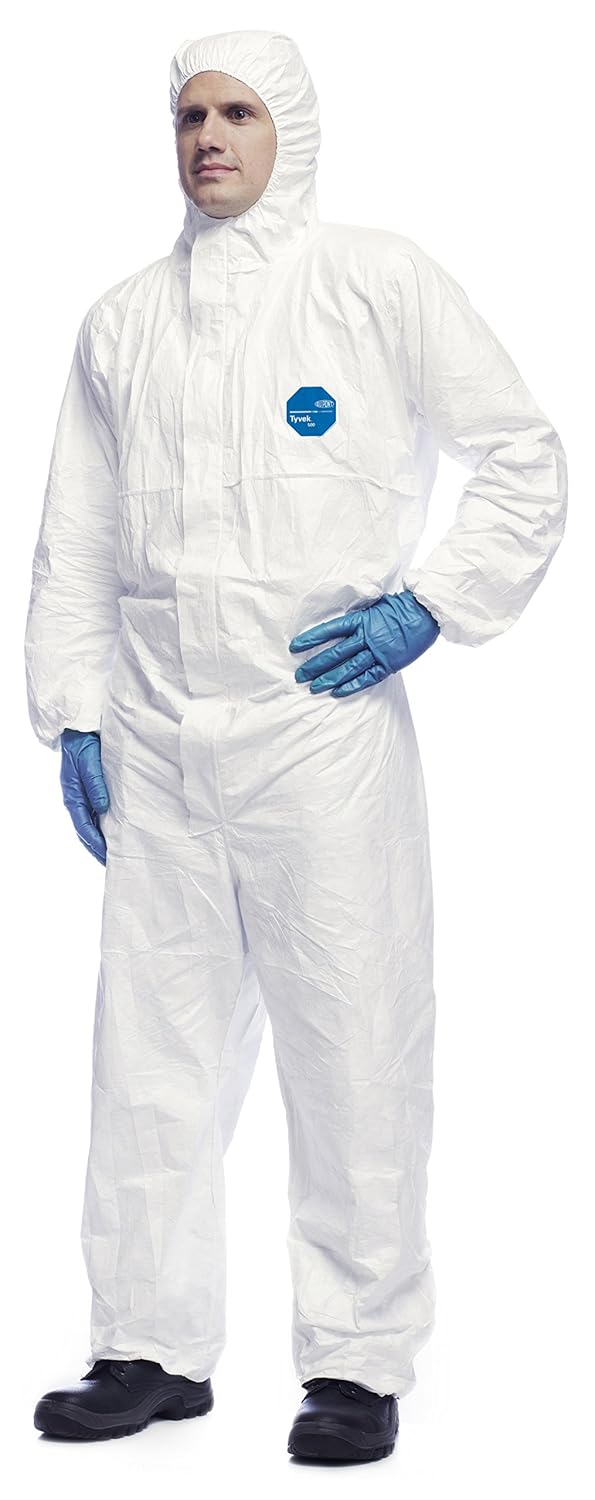 Detalle de DuPont Tyvek Classic Xpert Modello CHF5 Bianco 3XL – Tuta di protezione chimica certificata