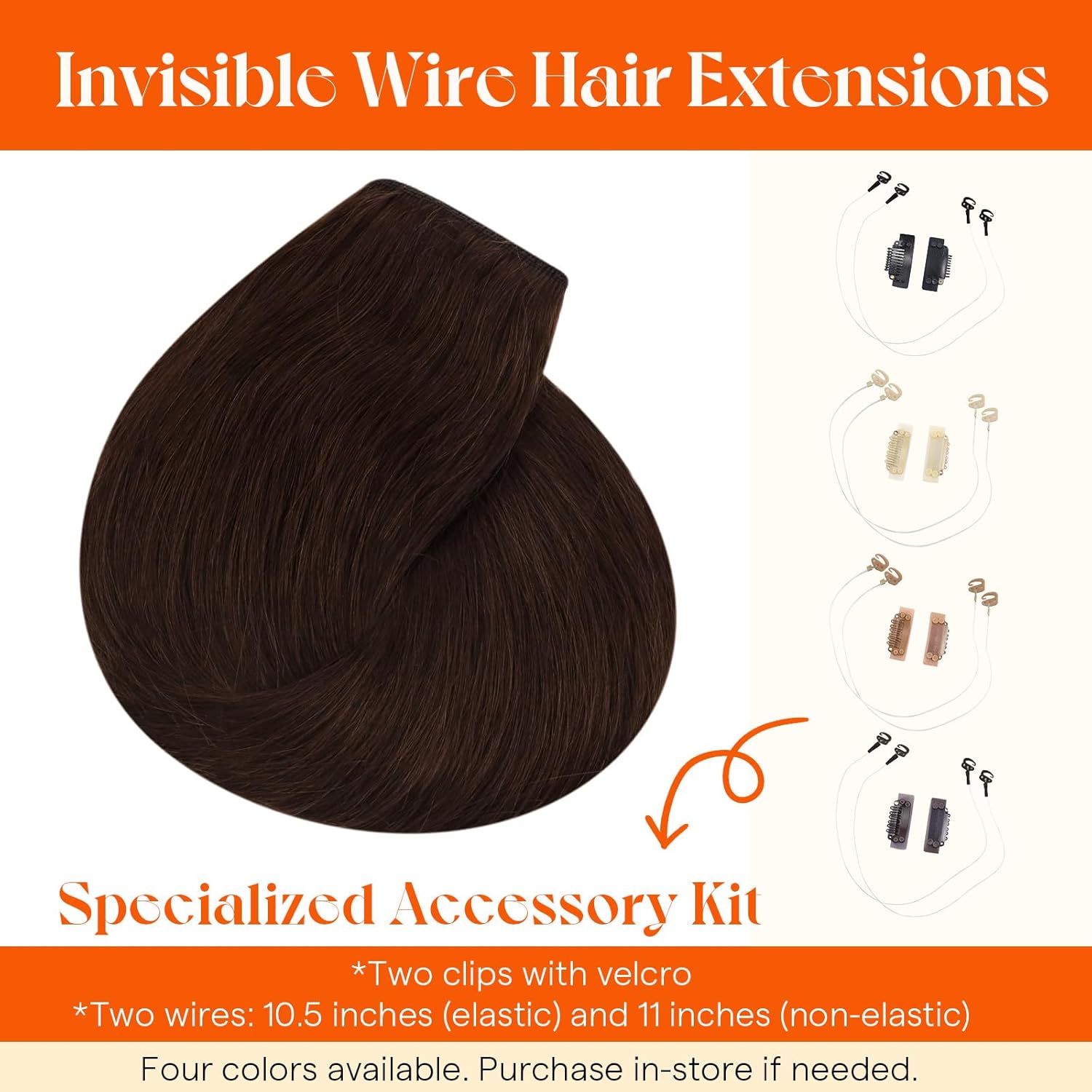 Thumbnail 4 de Sunny Hair Invisible Wire Human Hair Extensions (20 inch, 125G) — 4 Chocolate Brown
