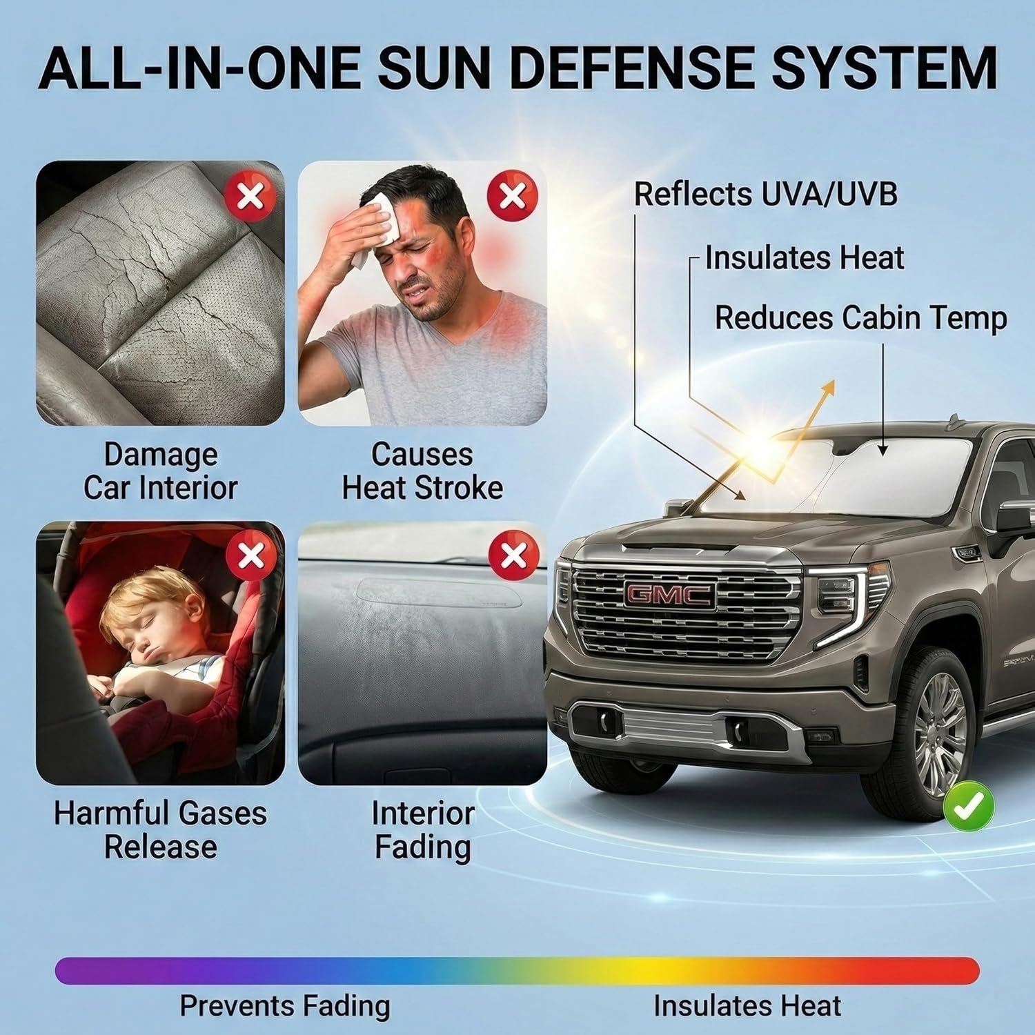 Thumbnail 4 de Custom-Fit Sun Shade Windshield Cover for Chevy Silverado 1500 (2019–2026)
