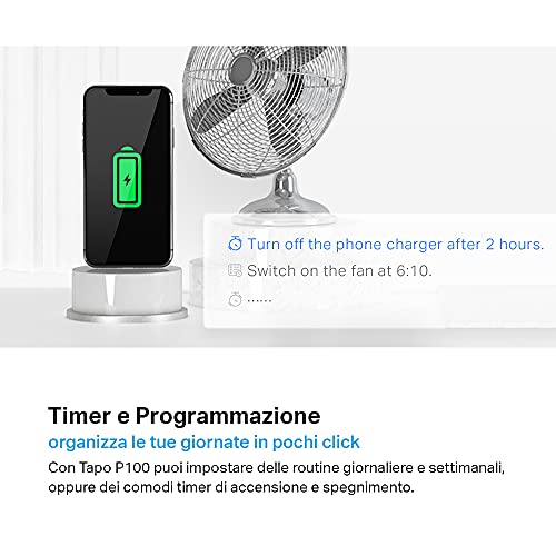 Detalle de Tapo P100 presa smart Wi-Fi 10 A, 2300 W, app e controllo vocale