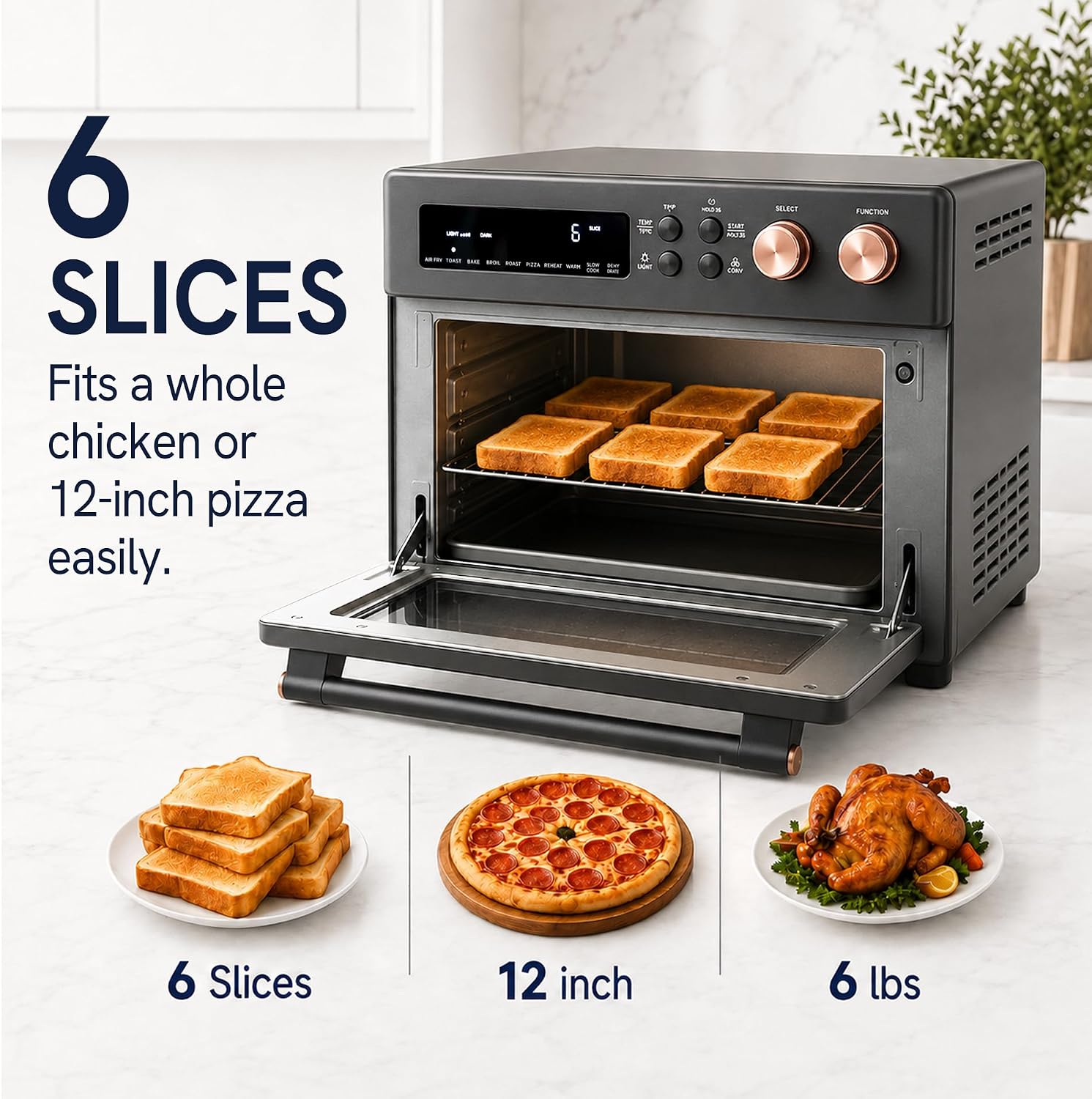 Thumbnail 6 de VAL CUCINA Infrared Heating 26.3 QT Air Fryer Toaster Oven with 10-in-1 Functions
