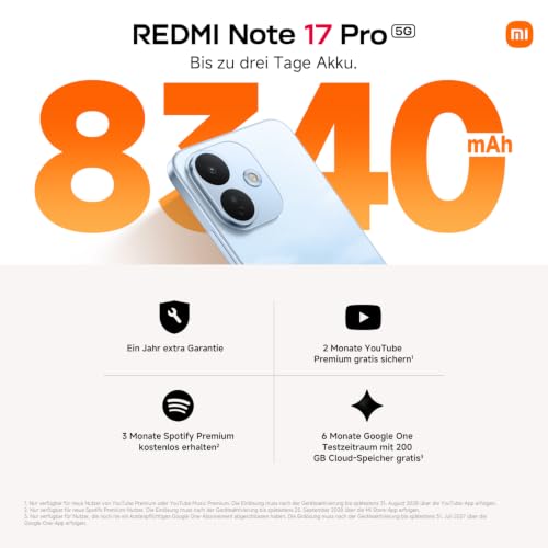 Detalle 2 de Xiaomi Redmi Note 17 Pro 5G – 8 GB RAM / 512 GB Speicher, Schwarz, 8340 mAh Akku