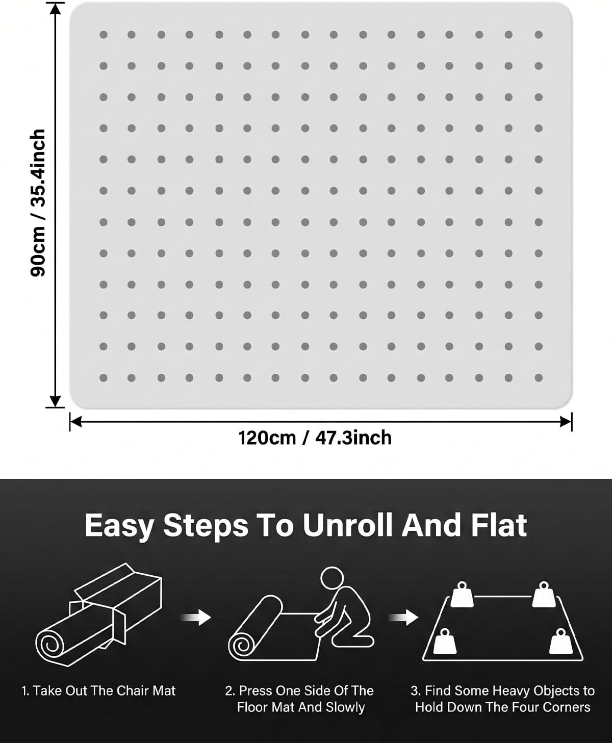 Thumbnail 5 de PVC Office Chair Mat for Carpet Floors 90x120 cm – Clear, Non-Slip, 2.2 mm Thick