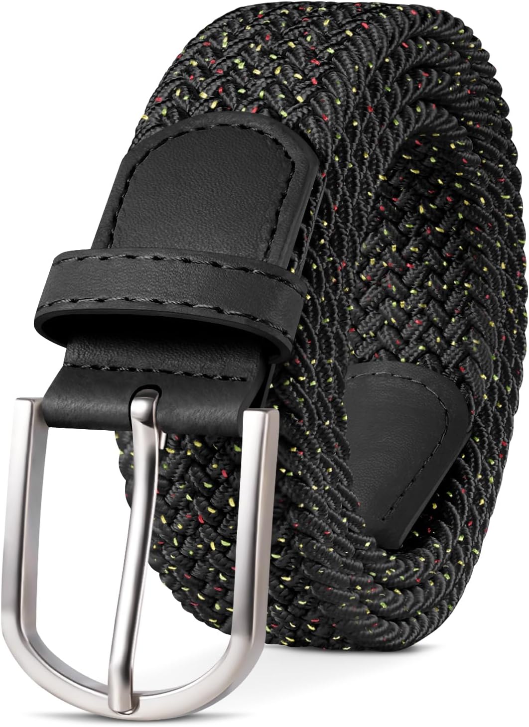 Detalle de TANGCHAO Stretch-Stoffgürtel mit Flechtstruktur (3,3 cm breit), elastisch für Damen & Herren