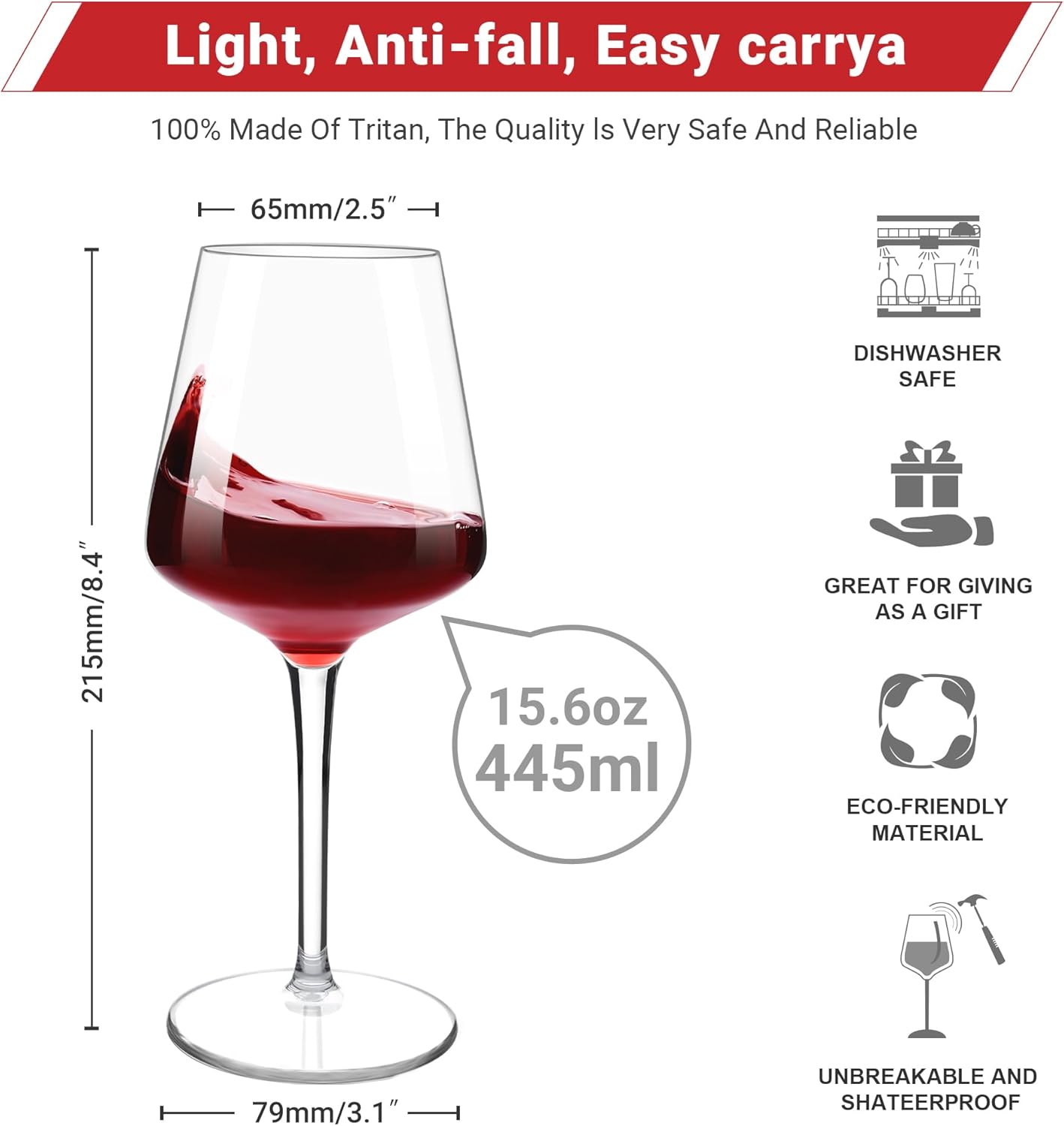 Thumbnail 1 de HAHASHOW Copas de Vino Tinto Irrompibles para Fiestas 🍷