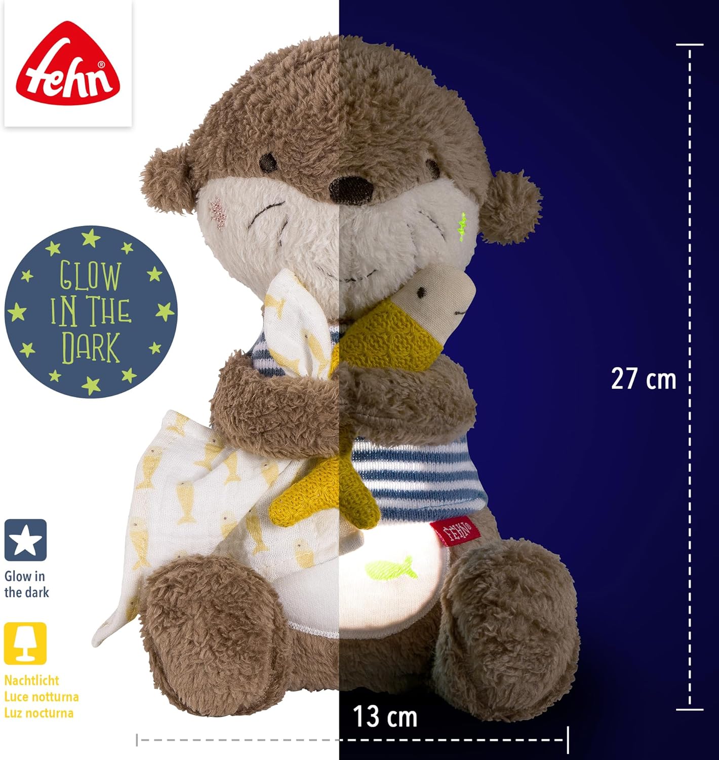 Thumbnail 3 de Fehn luce notturna lontra – animale di peluche con ricamo Glow-in-The-Dark e modulo luce notte, per bambini da 0 mesi