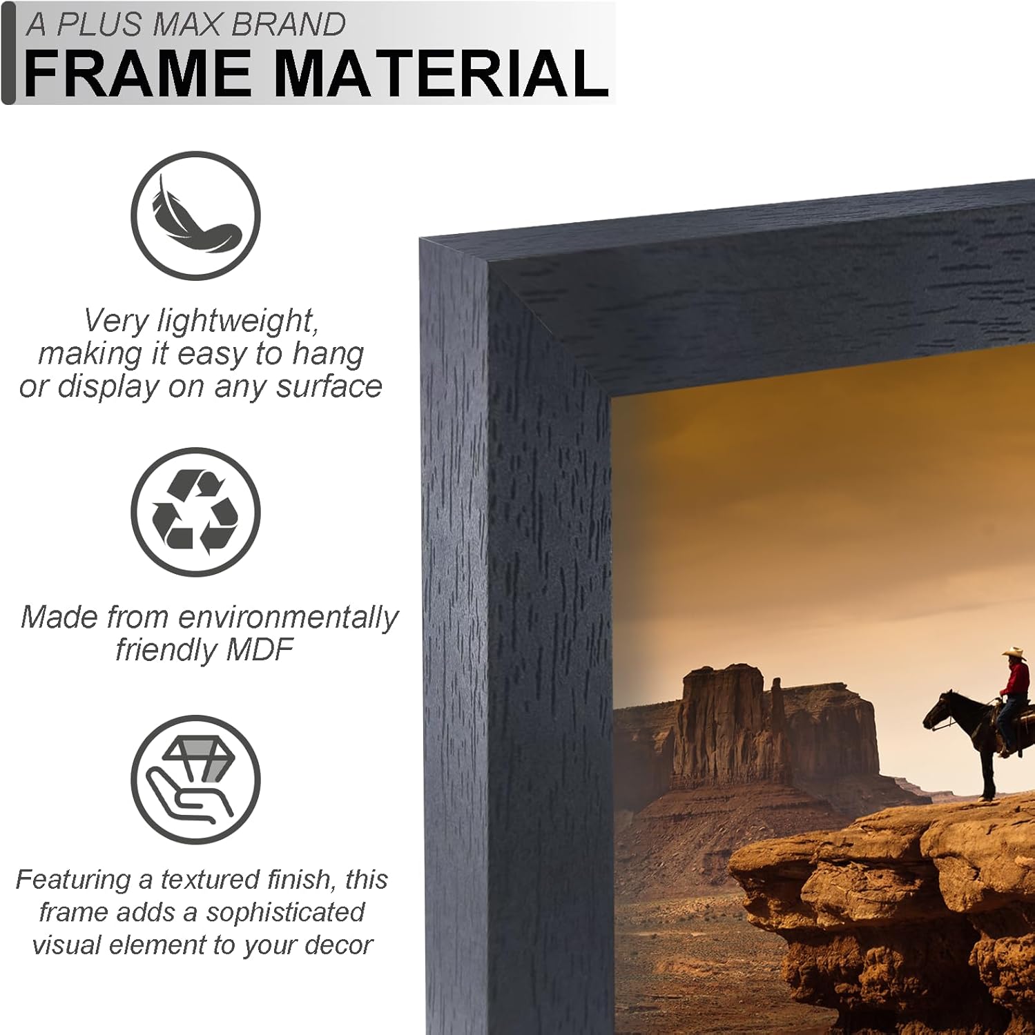 Thumbnail 1 de A PLUS MAX 13x18 Picture Frame Set of 3 in Black Engineered Wood