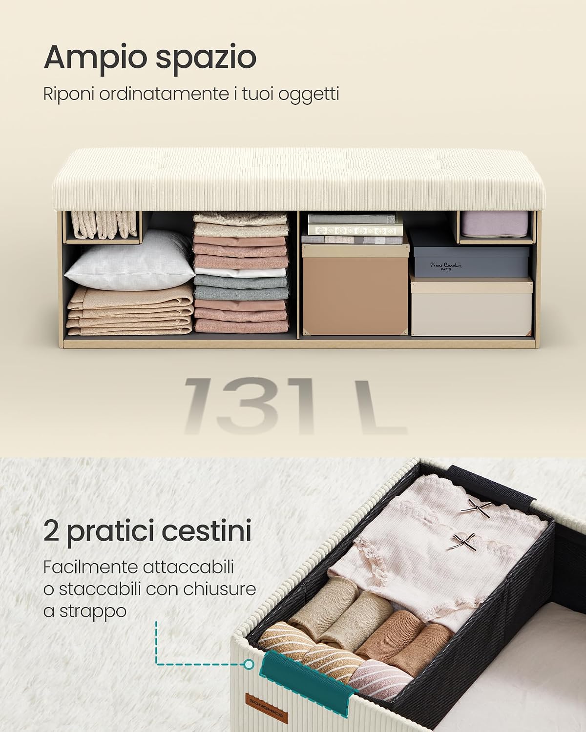 Detalle 2 de SONGMICS panca contenitore 110 cm
