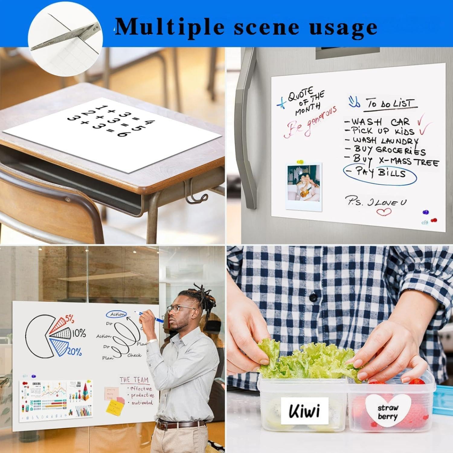 Detalle de Babenoun Magnetic Dry-Erase Board Contact Paper, 30" x 40", Cut-to-Size