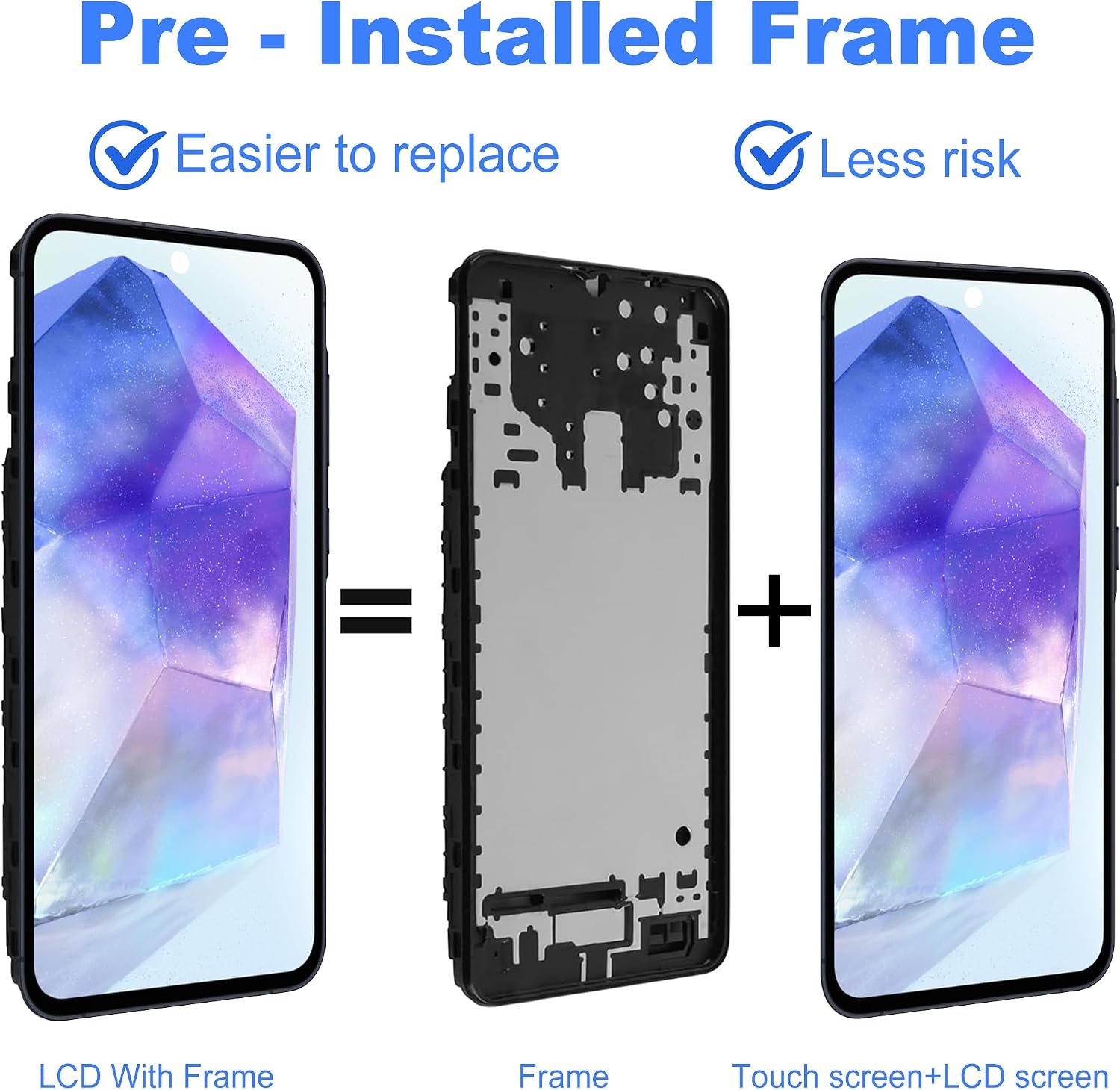 Thumbnail 2 de ZOETEC Galaxy A55 5G LCD Screen Replacement with Frame and Tool Kit (SM-A556B/A556U)