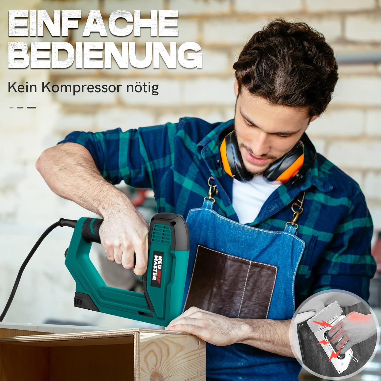 Thumbnail 2 de NEU MASTER Elektrotacker NTC0060 – elektrische Nagel- und Klammerpistole für DIY, 400 Klammern & 200 Nägel