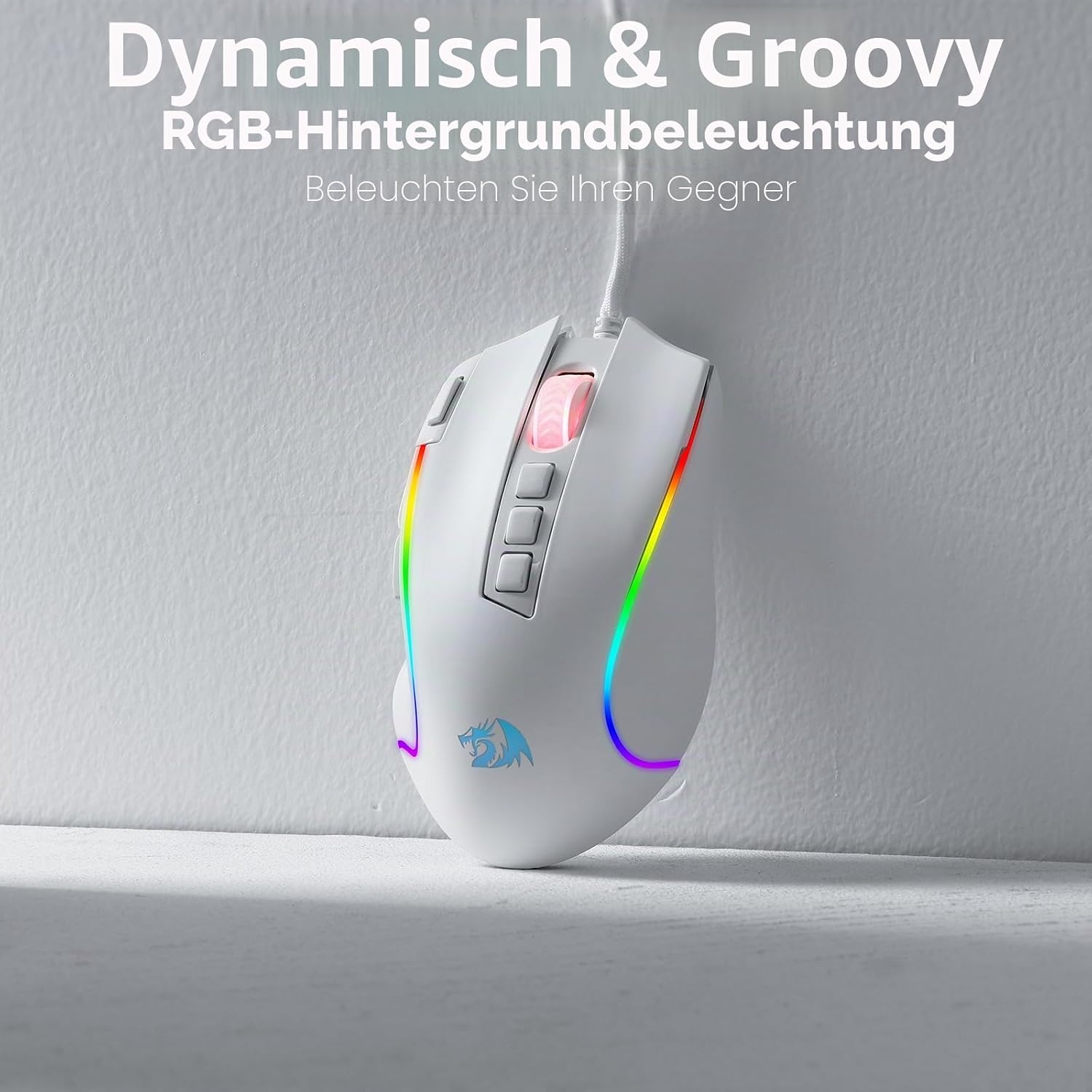 Detalle de Redragon M612 RGB-Gaming-Maus – kabelgebundene 8000 DPI Maus mit 11 Tasten