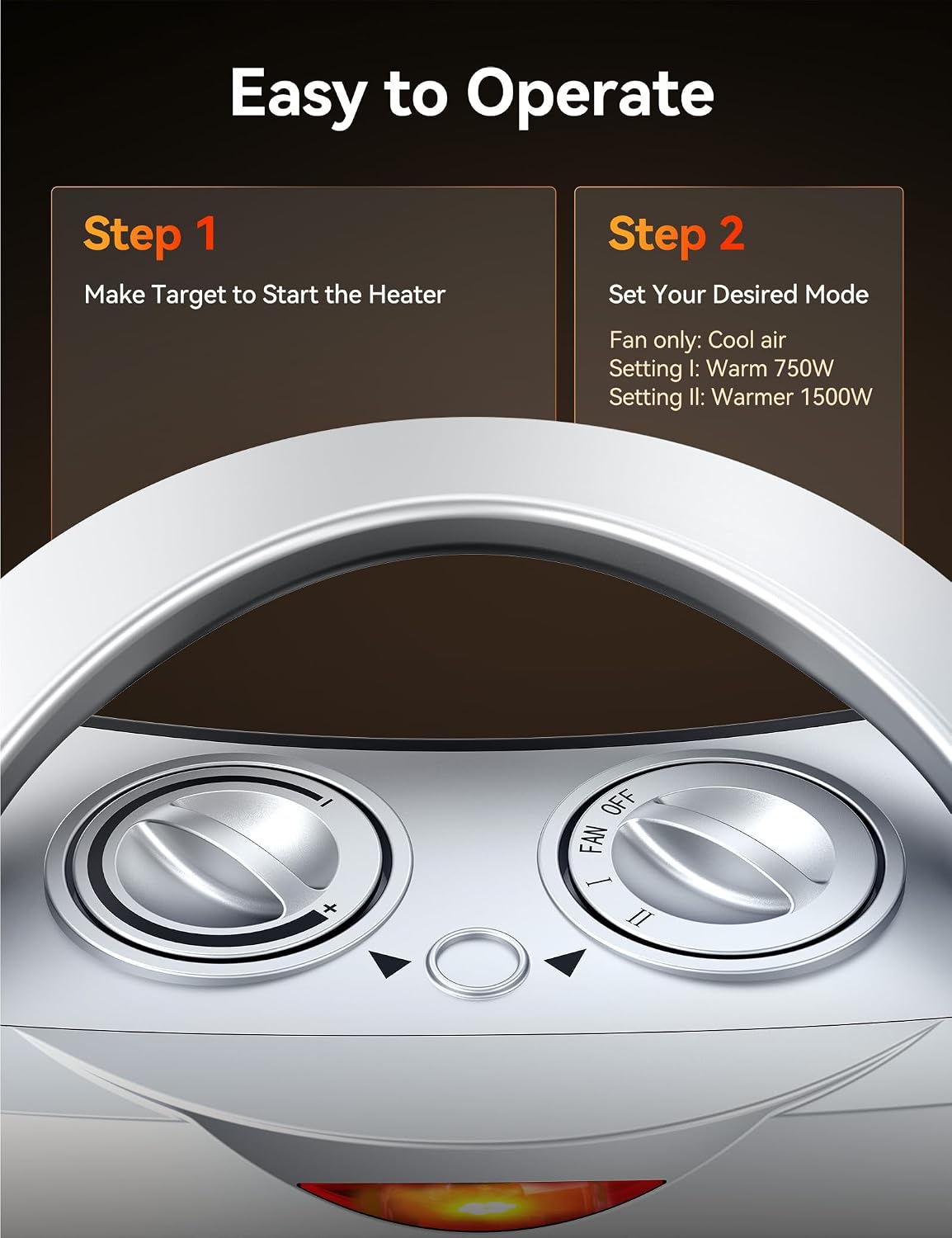 Thumbnail 6 de GiveBest PTC-905 Portable Space Heater, 1500W/750W, Thermostat & Safety Shutoffs