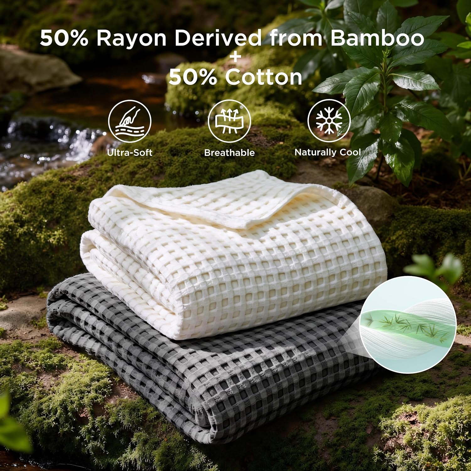 Detalle de Bedsure Cooling Waffle Blanket Queen