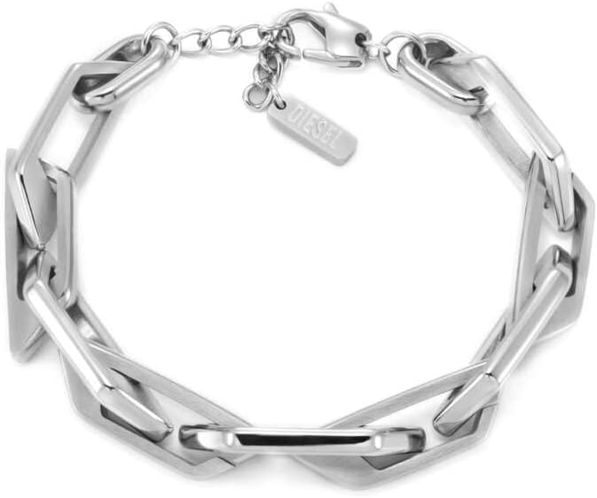 Thumbnail 5 de Diesel Bracciale da uomo in acciaio inossidabile con chiusura a moschettone, tono argento