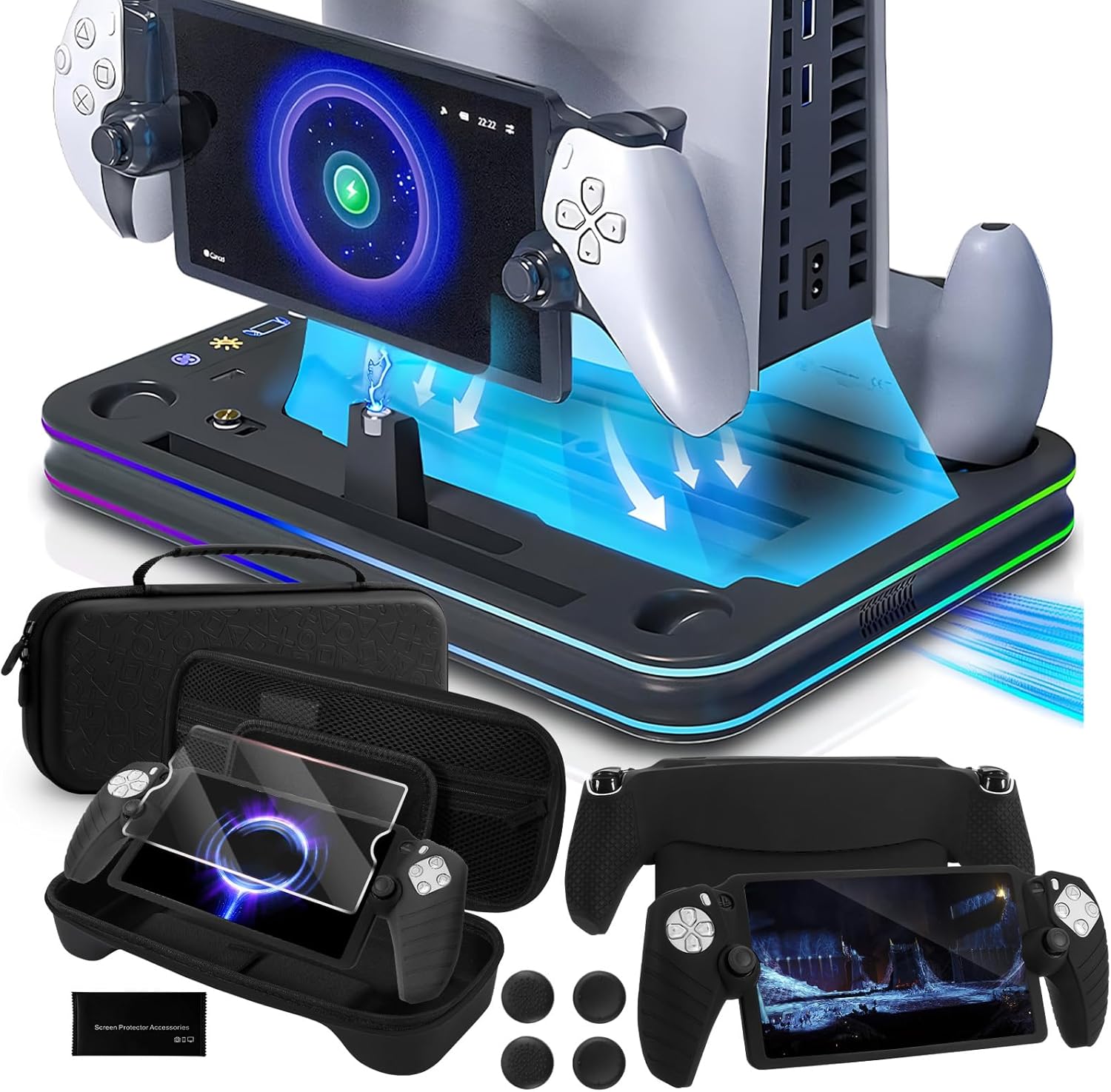 Detalle de All-in-1 Accessories Bundle for Playstation Portal: Charging, Protection and More for PS5