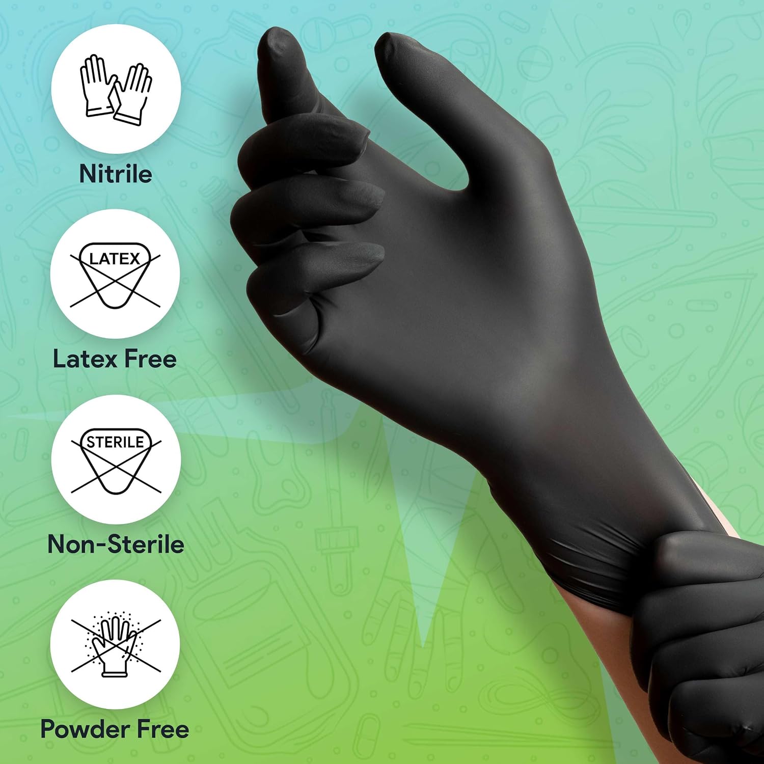 Thumbnail 3 de Black Nitrile Gloves Large – 3 Mil, Case of 1000, Latex-Free & Powder-Free with Textured Grip
