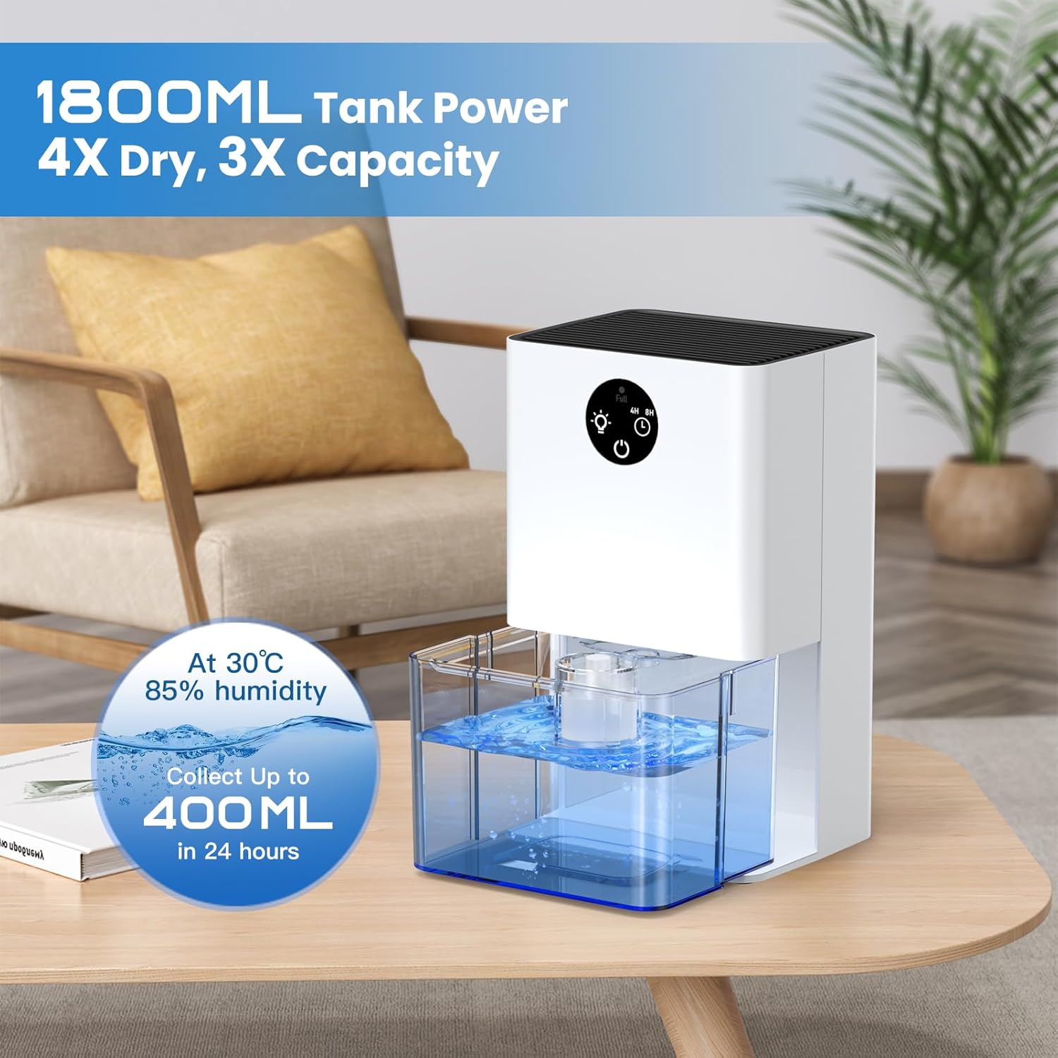 Thumbnail 2 de Dehumidifier for Home 22.5W — Compact, Quiet and Energy‑Efficient with 1800ml Tank