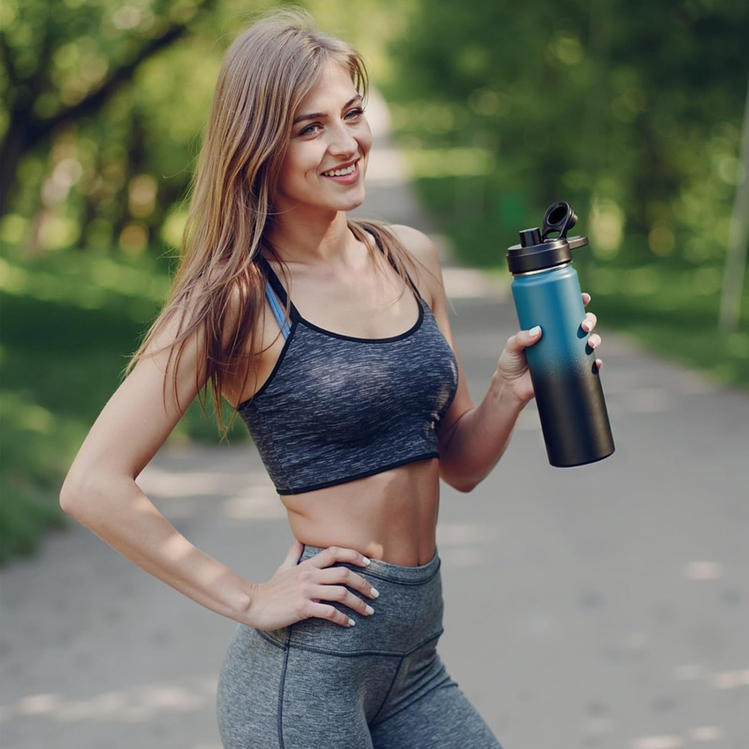 Thumbnail 5 de Fijinhom 24 oz Insulated Water Bottle with Handle: Double-Wall Stainless Steel, Wide Mouth, BPA Free, Keeping Drinks Cold for 24h or Hot for 12h