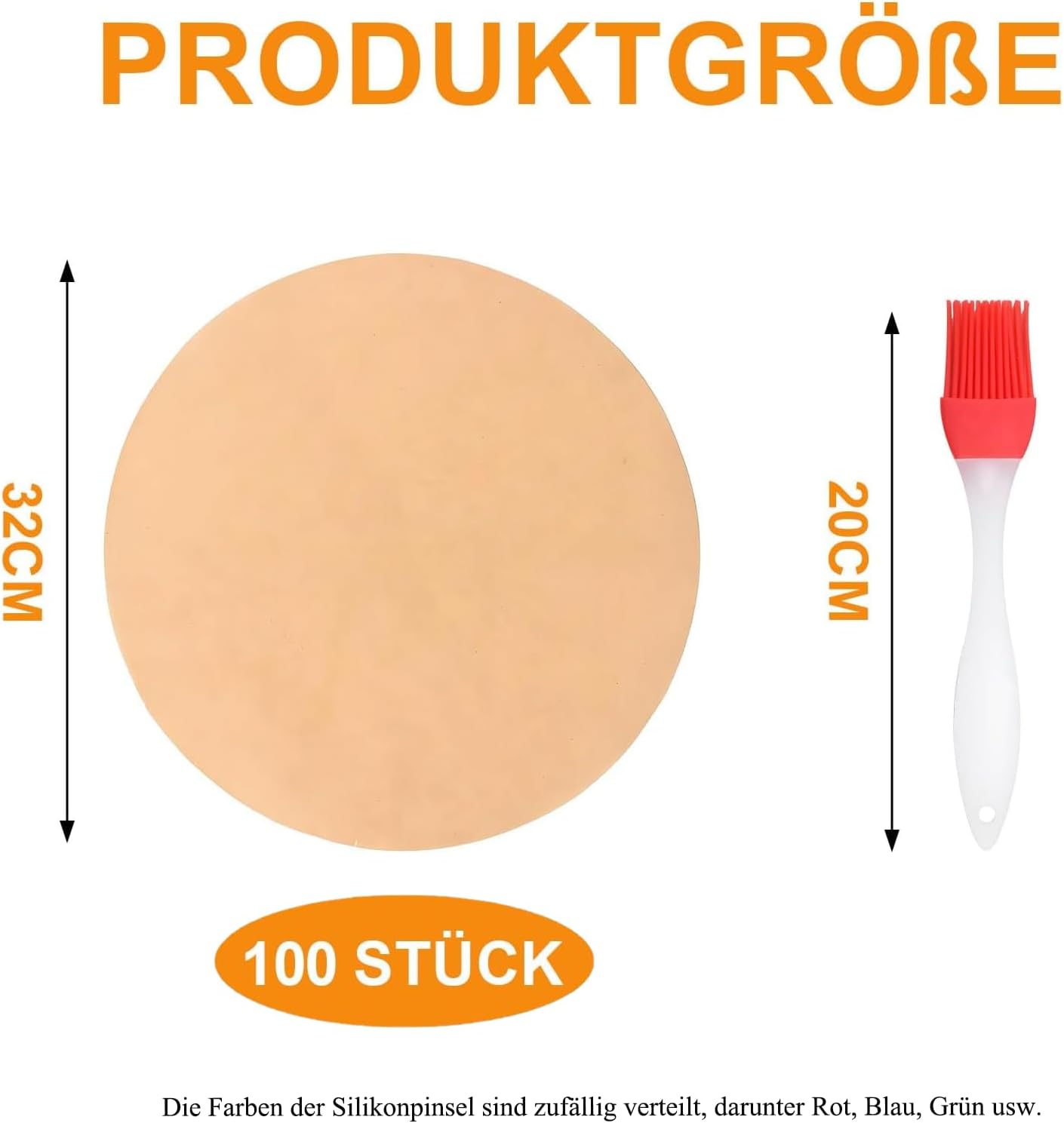 Thumbnail 6 de Brizuf okrągły papier do pieczenia 32 cm, 100 sztuk i pędzel silikonowy