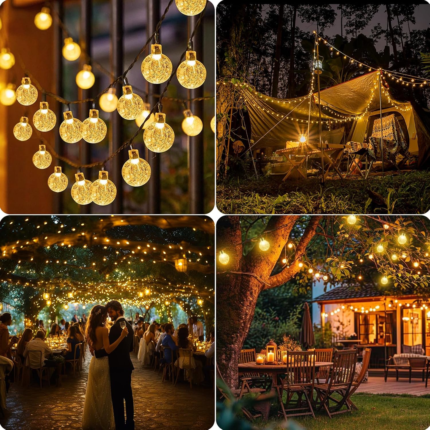 Thumbnail 6 de Goffii Lichterkette Außen Solar wetterfest – 60 LED Warmweiß, 3 m Kabel + 10,2 m Lichterkette, IP65, 8 Modi