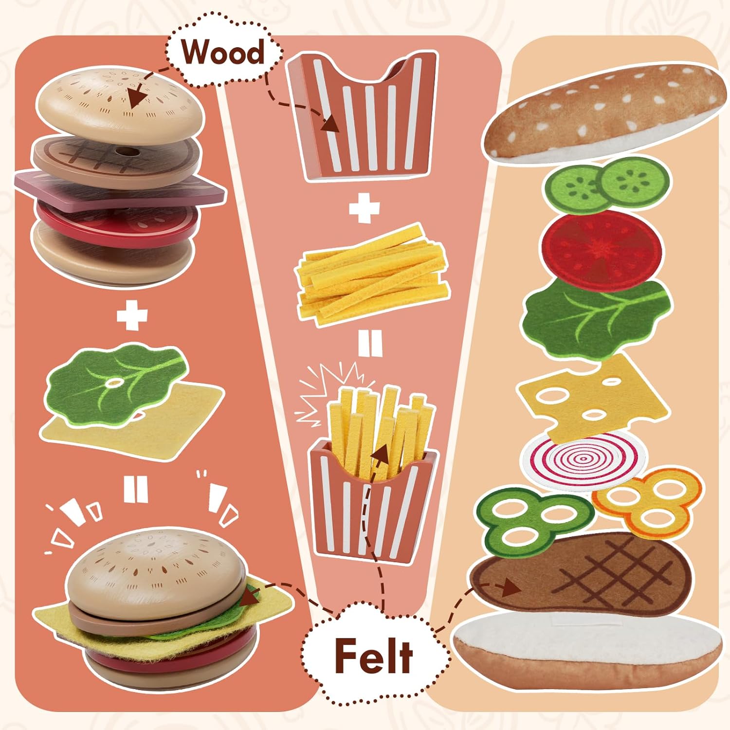 Thumbnail 4 de Lehoo Castle Wooden Play Food Burger Set 🍔