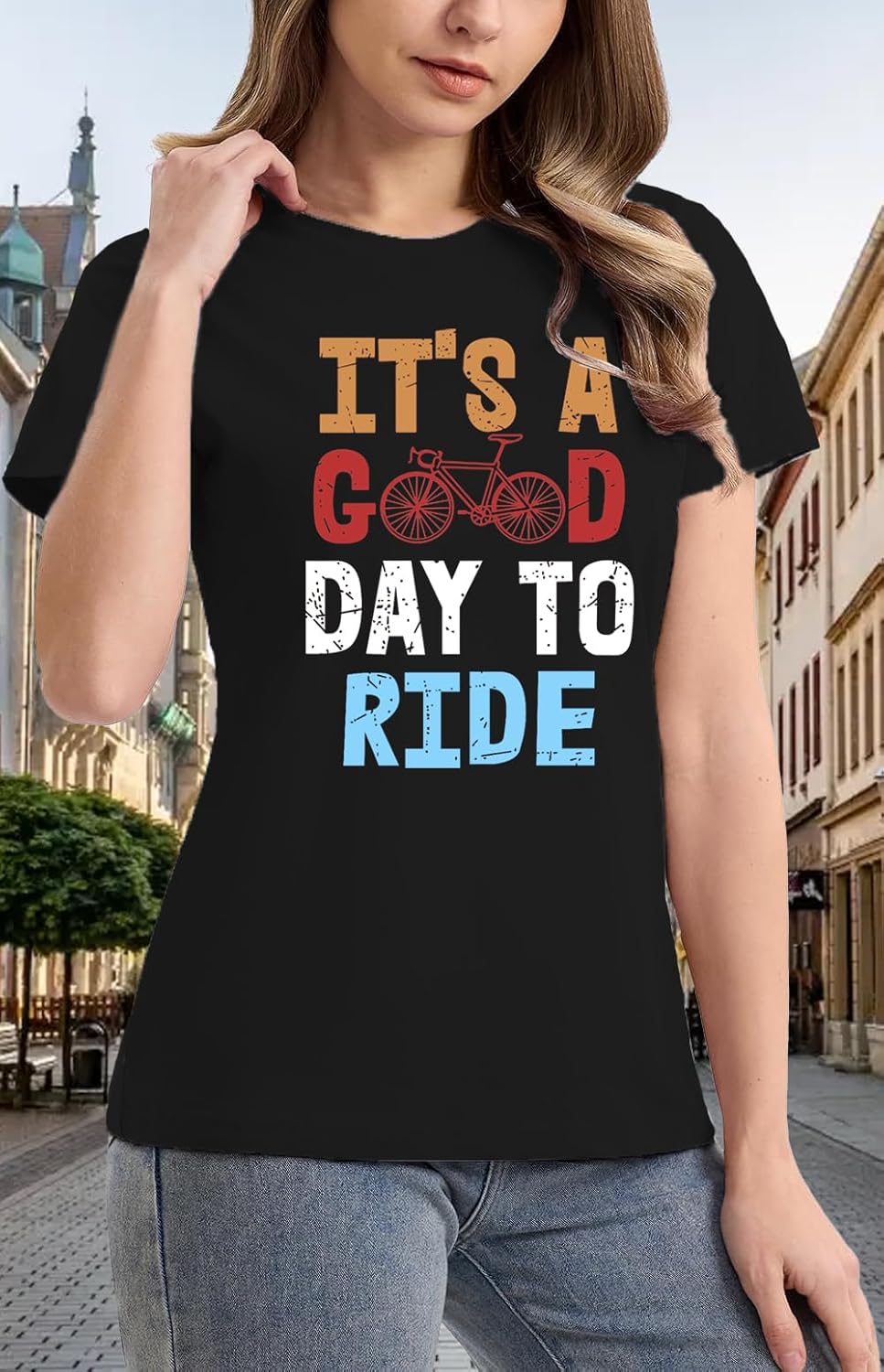 Thumbnail 1 de SUWATOIN Women's Bicycle Shirt – Relaxed Fit Bike Riding T‑Shirt