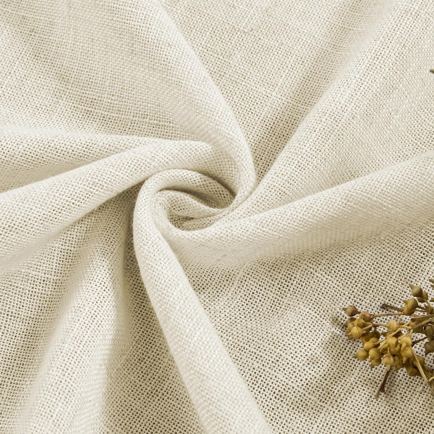 Detalle de CUCRAF Linen Curtains Eyelet Sheer Net Voile – 2 Panels, 55" W x 96" H, Natural
