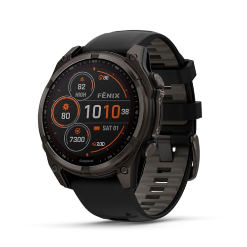 Detalle de Garmin fēnix 8 Solar Sapphire, 47mm DLC Titanium Black/Pebble Gray