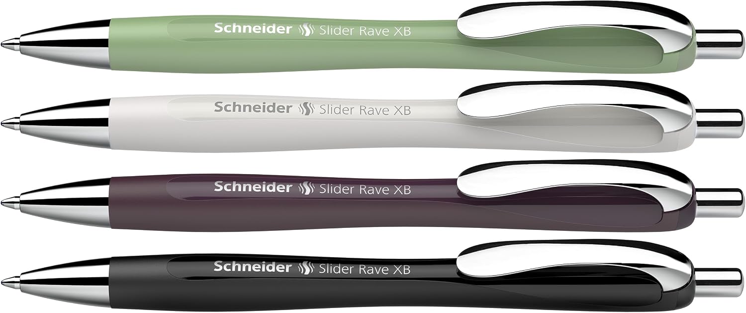 Detalle de Schneider Slider Rave XB Kugelschreiber-Set, 4 Stück – Schwarz + 3 Farben