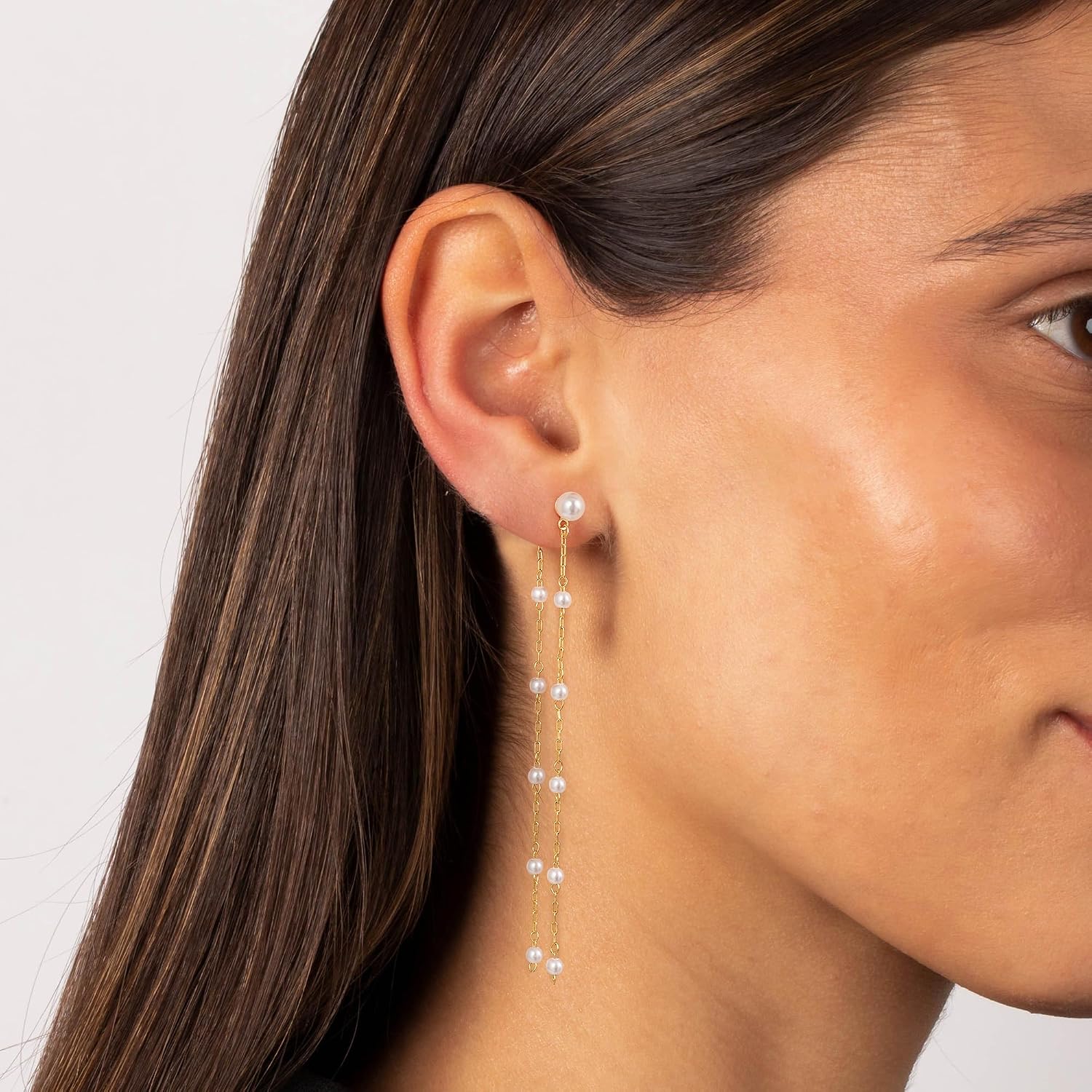 Detalle 2 de Moodear Pearl Drop Earrings, 14K Gold-Plated