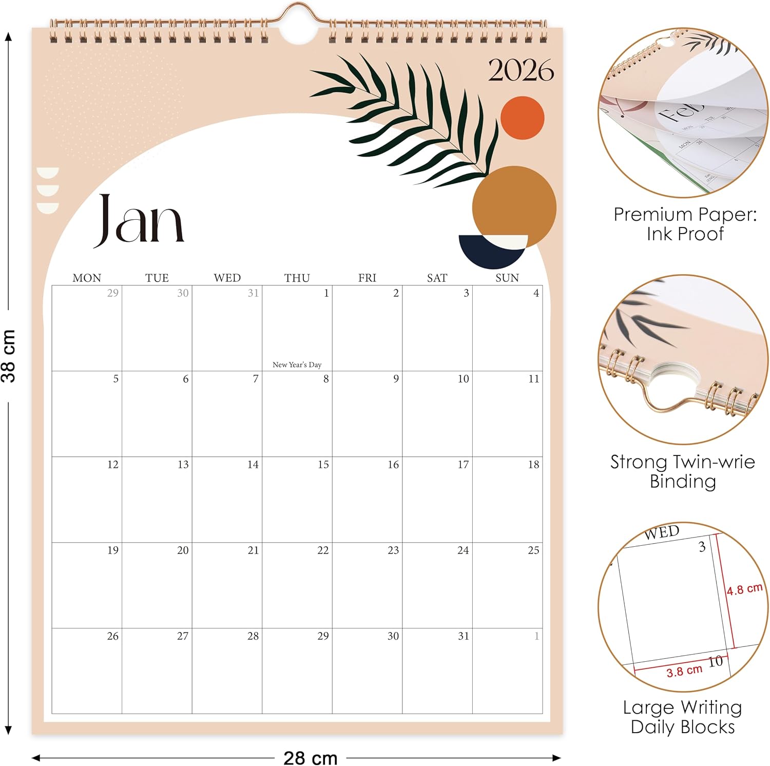 Detalle 2 de 2026 Calendar UK Month to View 18‑Month