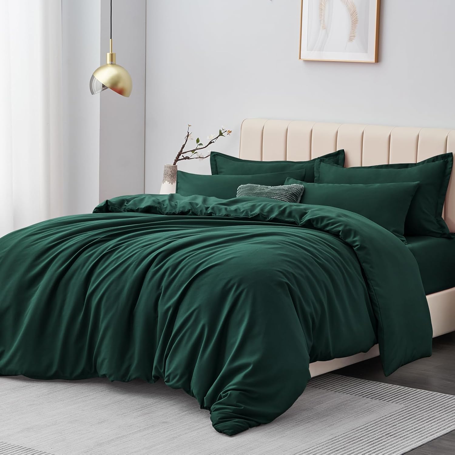 Thumbnail 1 de Aisbo Emerald Green Double Duvet Covers Set – 3-Piece Bedding for Double Bed