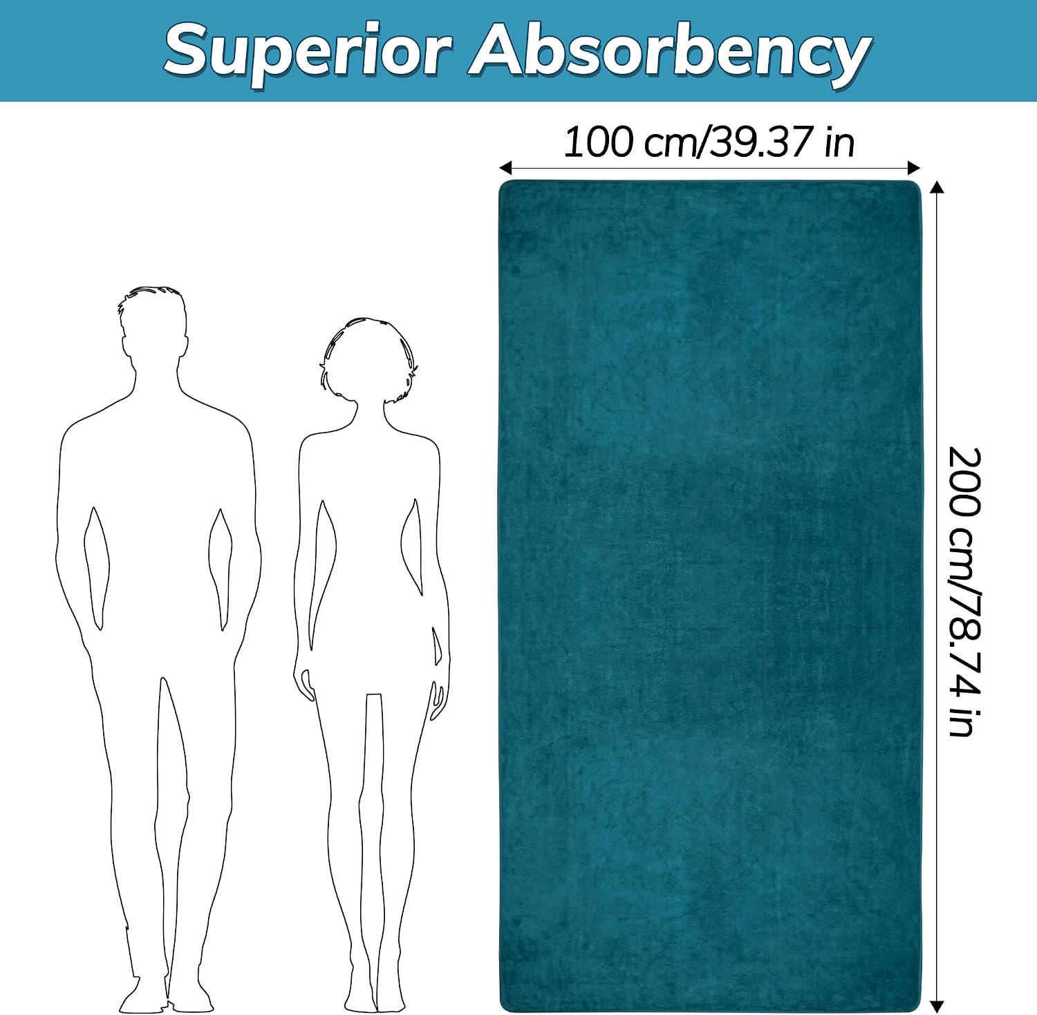 Detalle 2 de KUOGAS badhanddukar 100 x 200 cm, 2-pack i mikrofiber, 420 g/m²