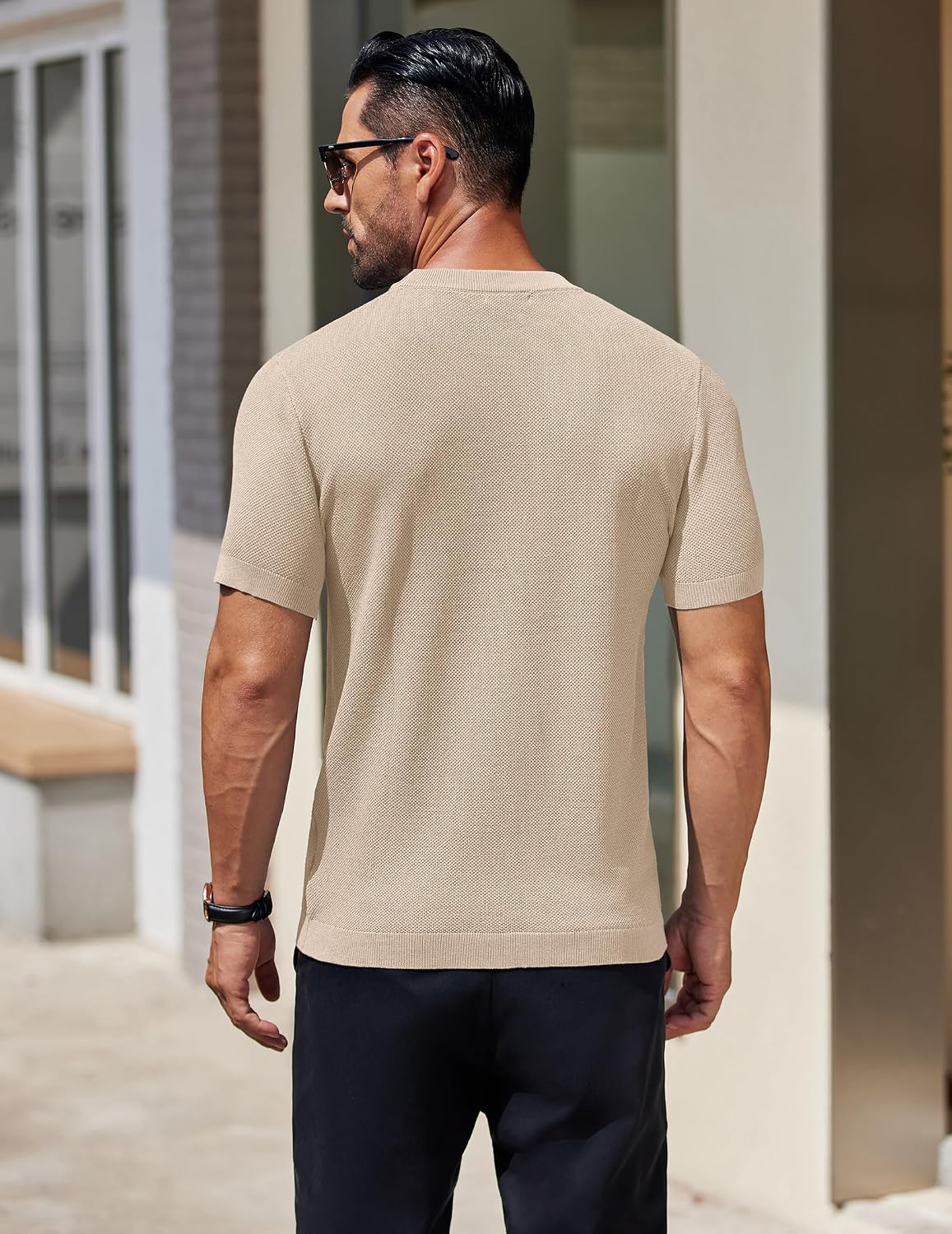 Detalle 2 de COOFANDY T-Shirt Uomo Maglia Girocollo estiva