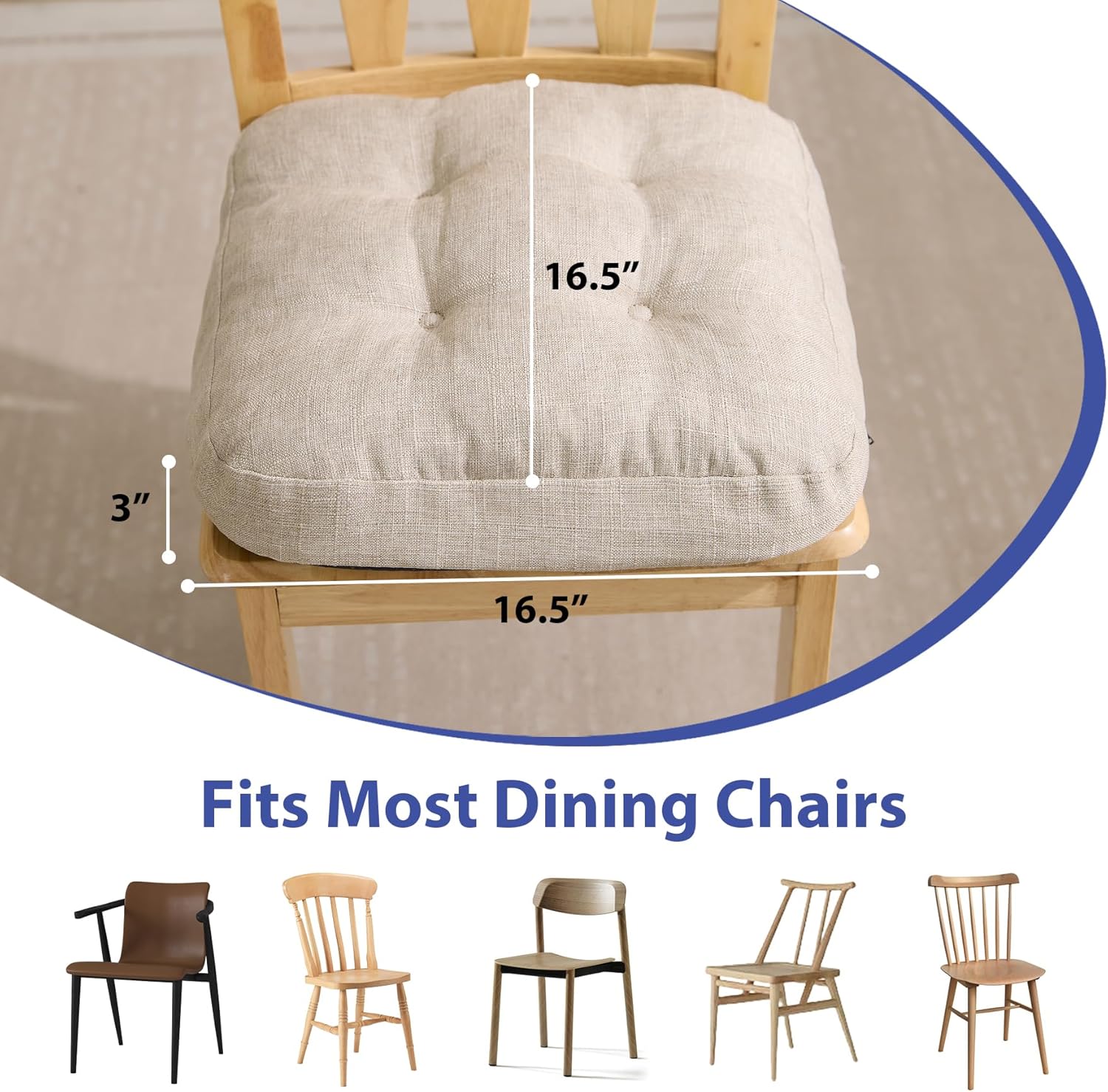 Detalle 2 de IASEAHK Memory Foam Dining Chair Cushions 16.5" x 16.5" x 3.5" 🍽