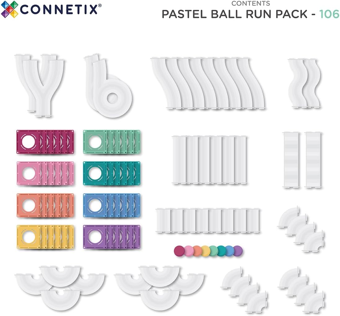 Detalle 2 de CONNETIX Piastrelle Magnetiche Pastello “Ball Run” – 106 pezzi