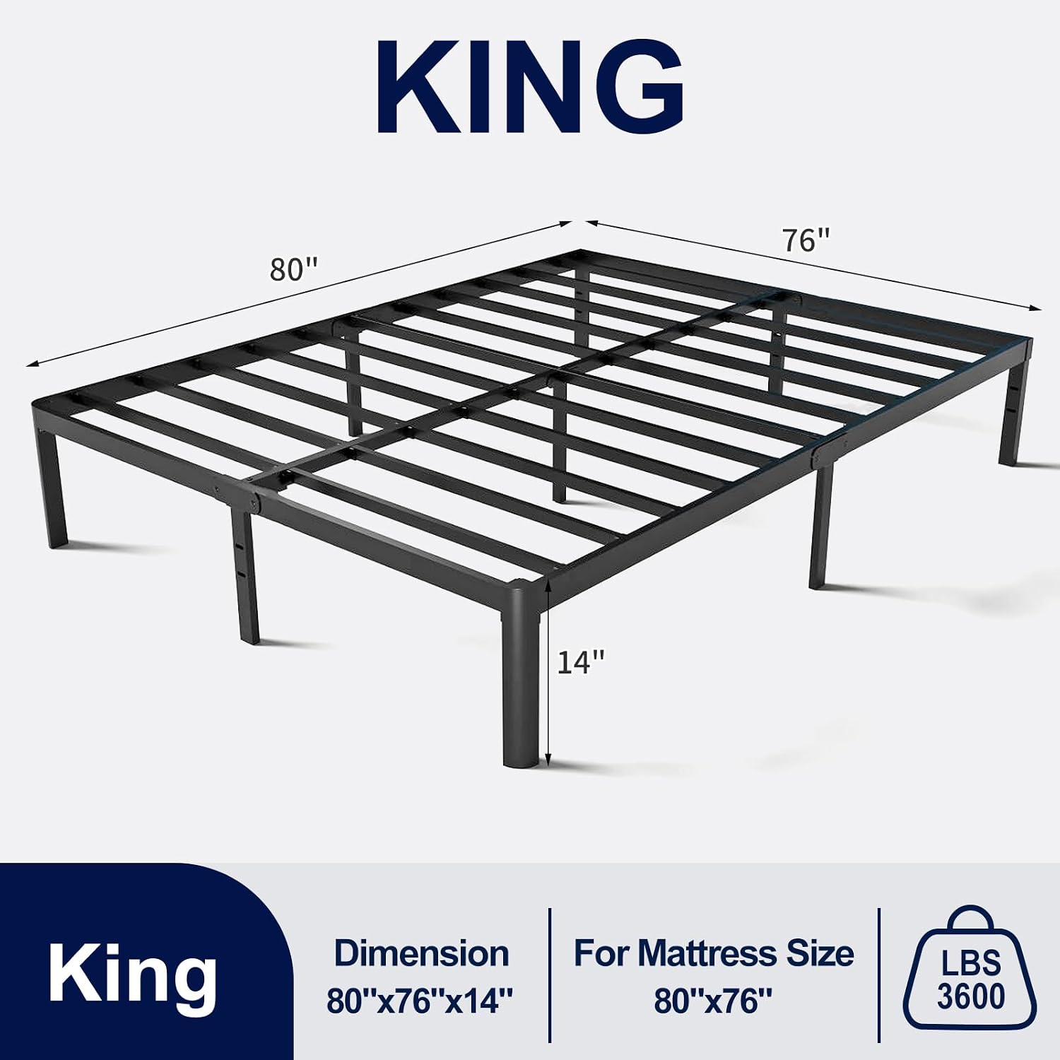 Detalle de Arhomefurni King Metal Bed Frame