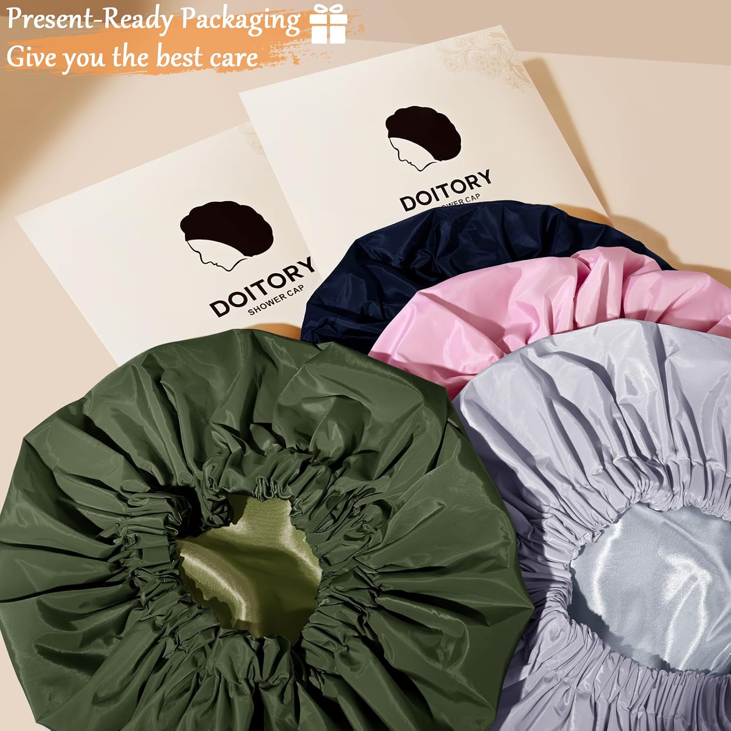 Thumbnail 6 de Doitory Satin Lined Shower Cap for Women – Reusable Waterproof Hair Cap (Large, Pink)