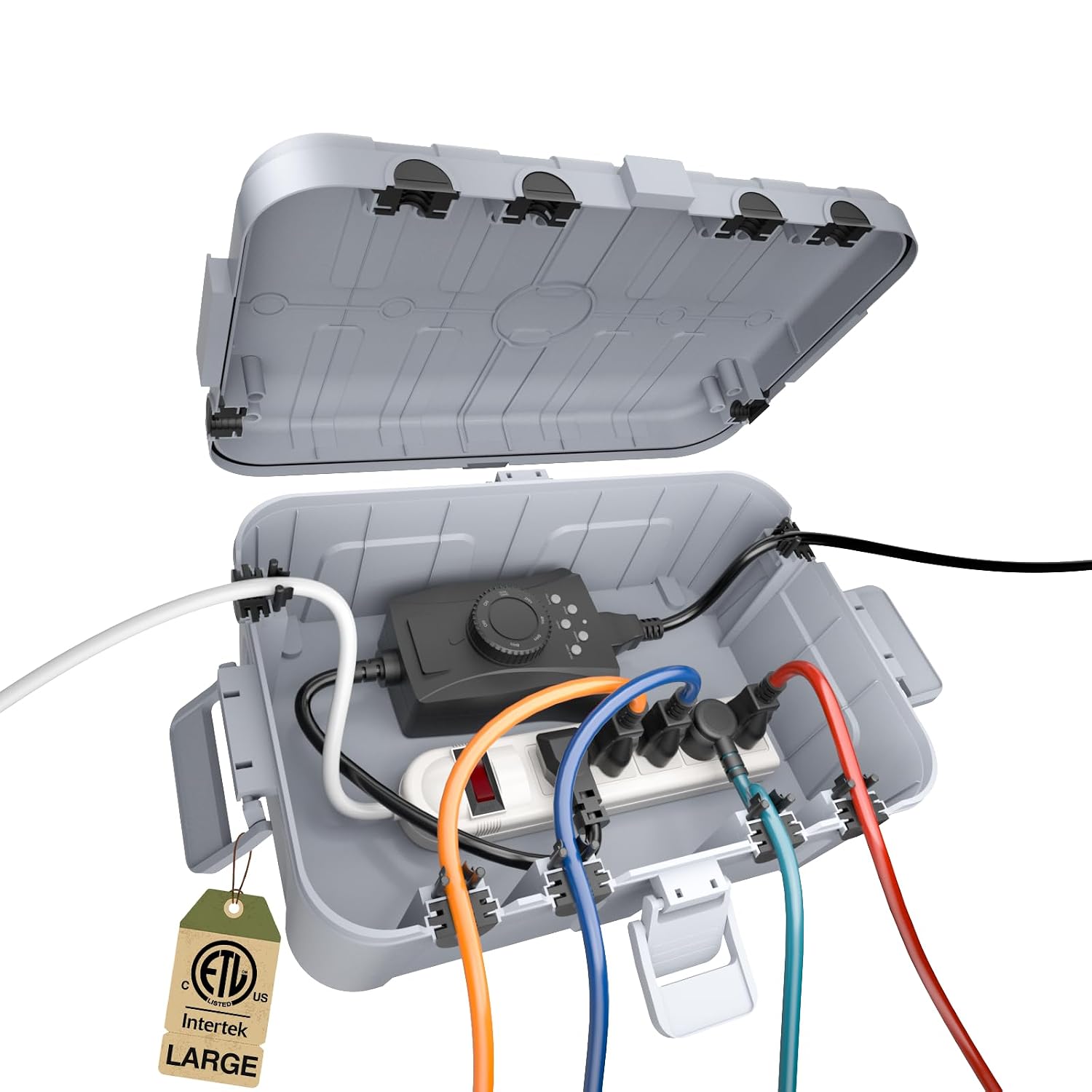 Detalle de Flemoon Large Outdoor Electrical Box, IP54, 6-Port Cord Cover