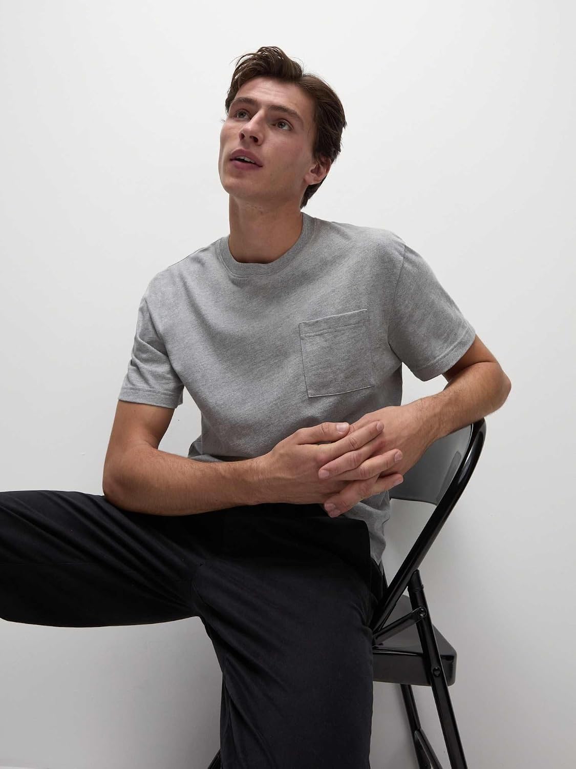 Detalle de Marks & Spencer T-shirt van puur katoen met borstzak, losse pasvorm en ronde hals