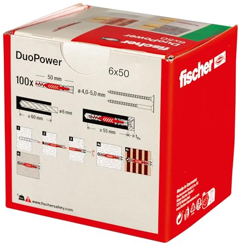 Detalle de Fischer DuoPower 6 x 50 Universal-Dübel – 100 Stück