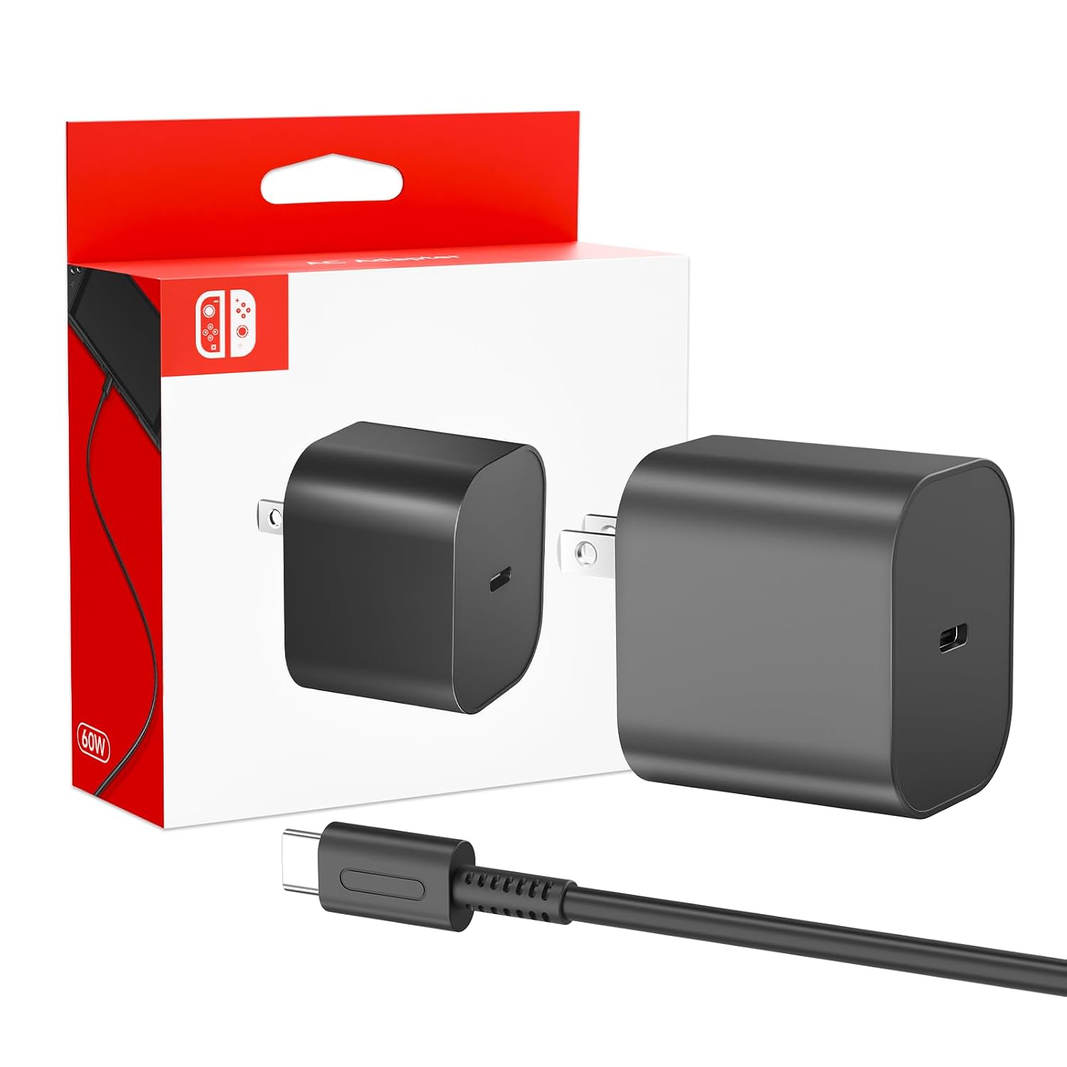 Detalle de Charger for Nintendo Switch 2 60W AC Adapter with 10ft USB-C Cable