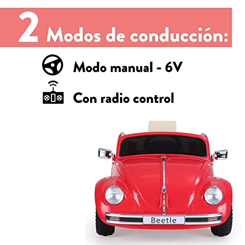 Detalle de FAMOSA Beetle Rojo 12V coche eléctrico para niños