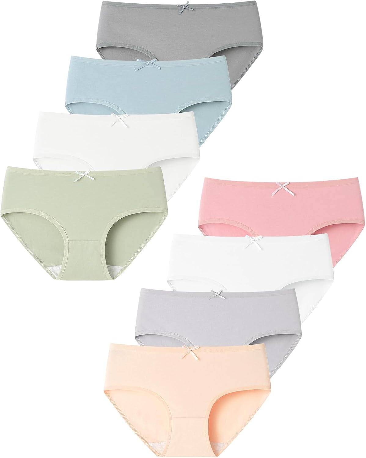 Detalle de Domee Mädchen-Slips 8er-Pack aus Baumwolle mit Elasthan (rosa, blau, weiß)